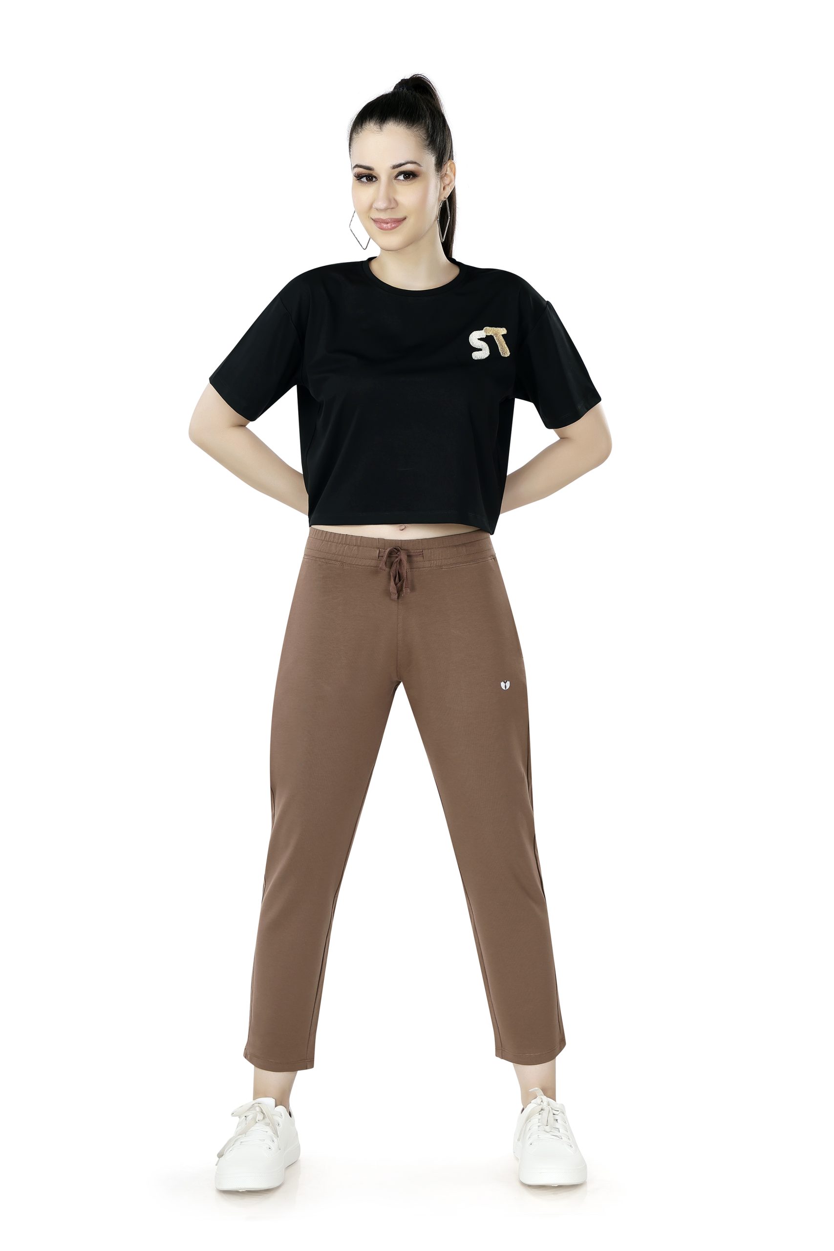 Alies women mocha brown lounge track pant - 7